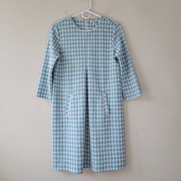 Tyler Boe Kim Jacquard Houndstooth Mint Aqua Dress Size Small - Picture 2 of 8